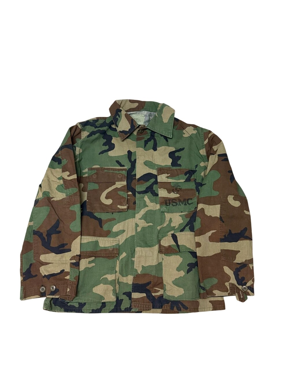 Vintage USMC Field Jacket Mens Large Green Woodland Camo Military BDU 80s